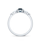 London Blue Topaz Minimal Engagement Ring With Diamond AAA - Rosec Jewels