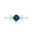 London Blue Topaz Minimal Engagement Ring With Diamond AAA - Rosec Jewels