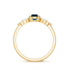 London Blue Topaz Minimal Engagement Ring With Diamond AAA - Rosec Jewels