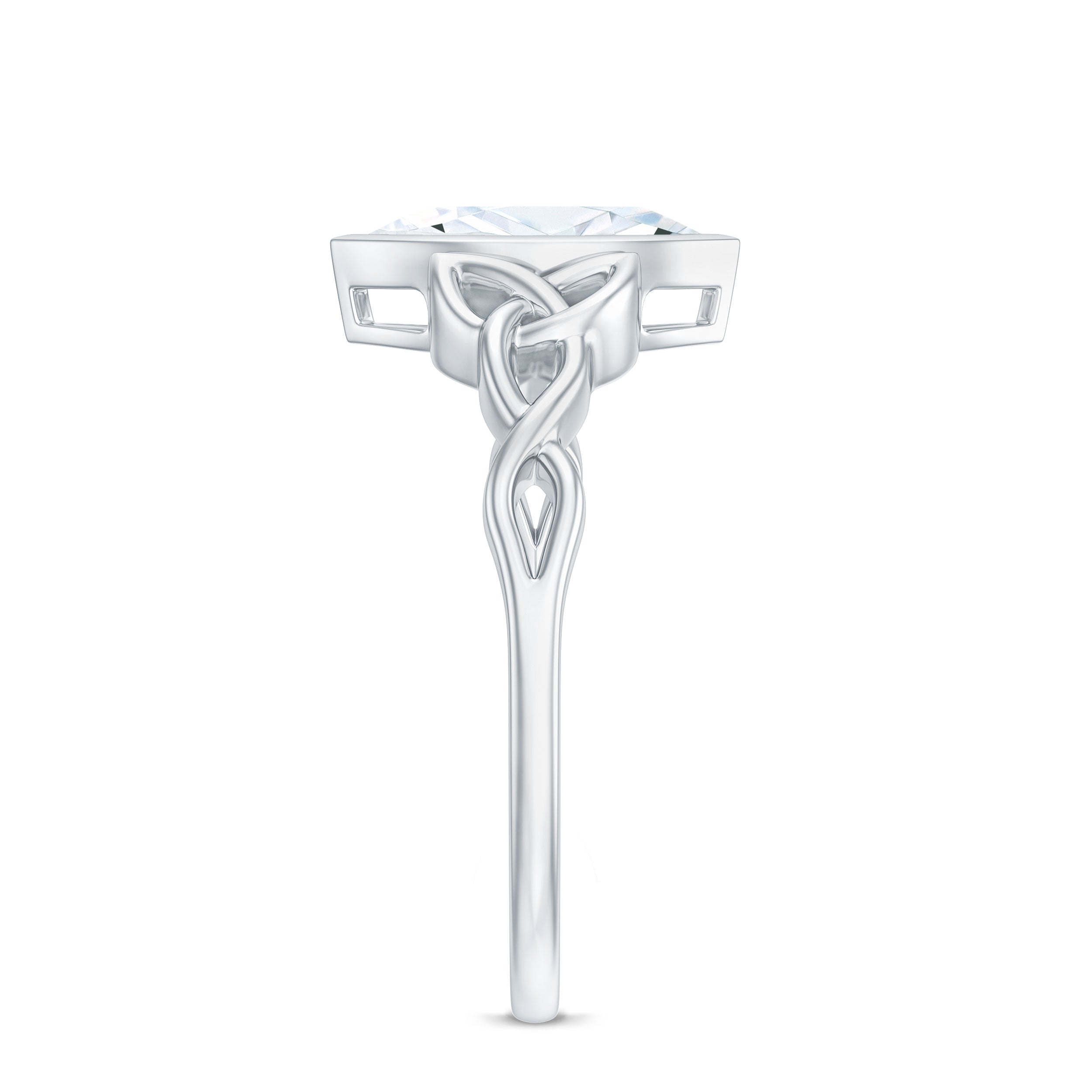 Rosec Jewels-Moissanite 5x10mm Marquise Cut Engagement Ring in Bezel Setting