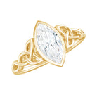 Rosec Jewels-Moissanite 5x10mm Marquise Cut Engagement Ring in Bezel Setting