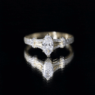 Certified 1 Carat Moissanite Marquise Engagement Ring with Split Shank D-VS1 14K Yellow Gold Plated Silver - Rosec Jewels