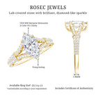 Certified 1 Carat Moissanite Marquise Engagement Ring with Split Shank D-VS1 14K Yellow Gold Plated Silver - Rosec Jewels