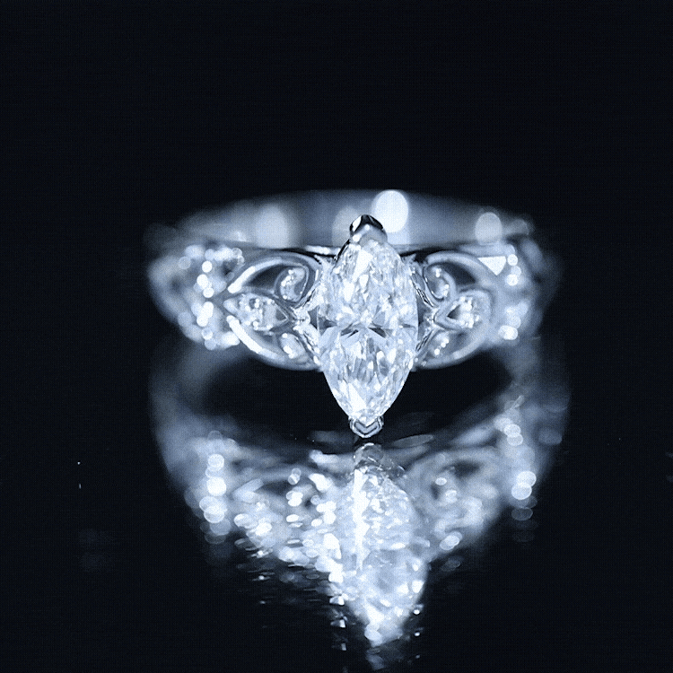 Marquise Moissanite Engagement Ring With Certificate D-VS1 - Rosec Jewels