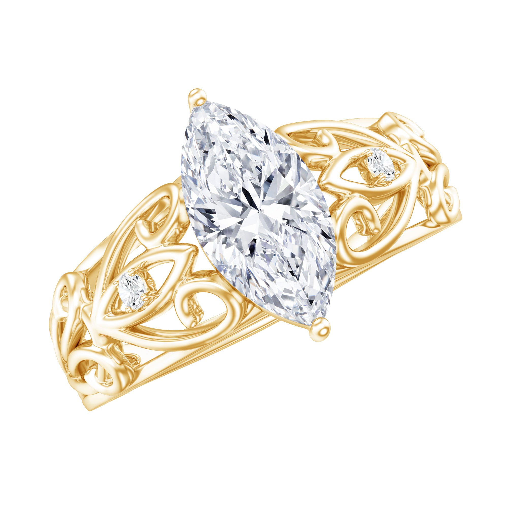 Marquise Moissanite Engagement Ring With Certificate D-VS1 - Rosec Jewels