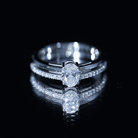 Oval Cut Solitaire Moissanite Double Band Engagement Ring D-VS1 - Rosec Jewels