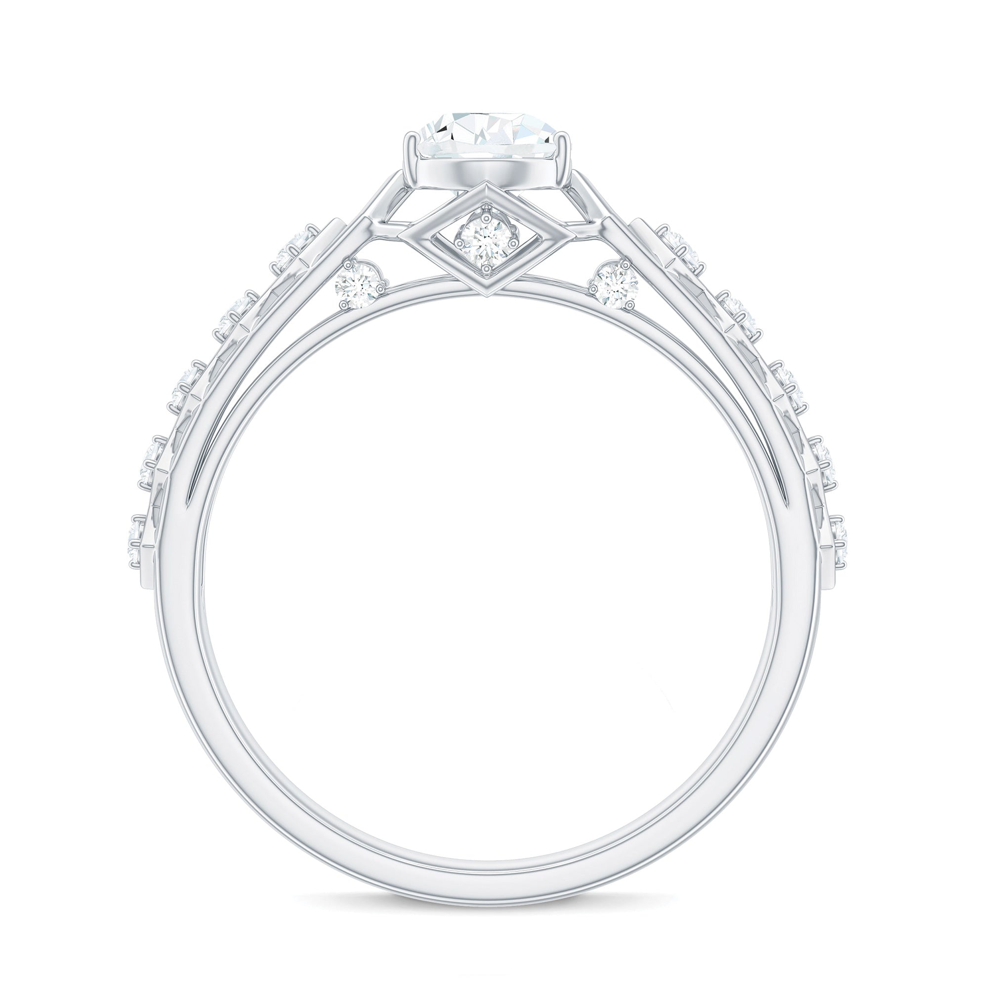 Art Deco Inspired Brilliant Cut Moissanite Solitaire Engagement Ring D-VS1 - Rosec Jewels