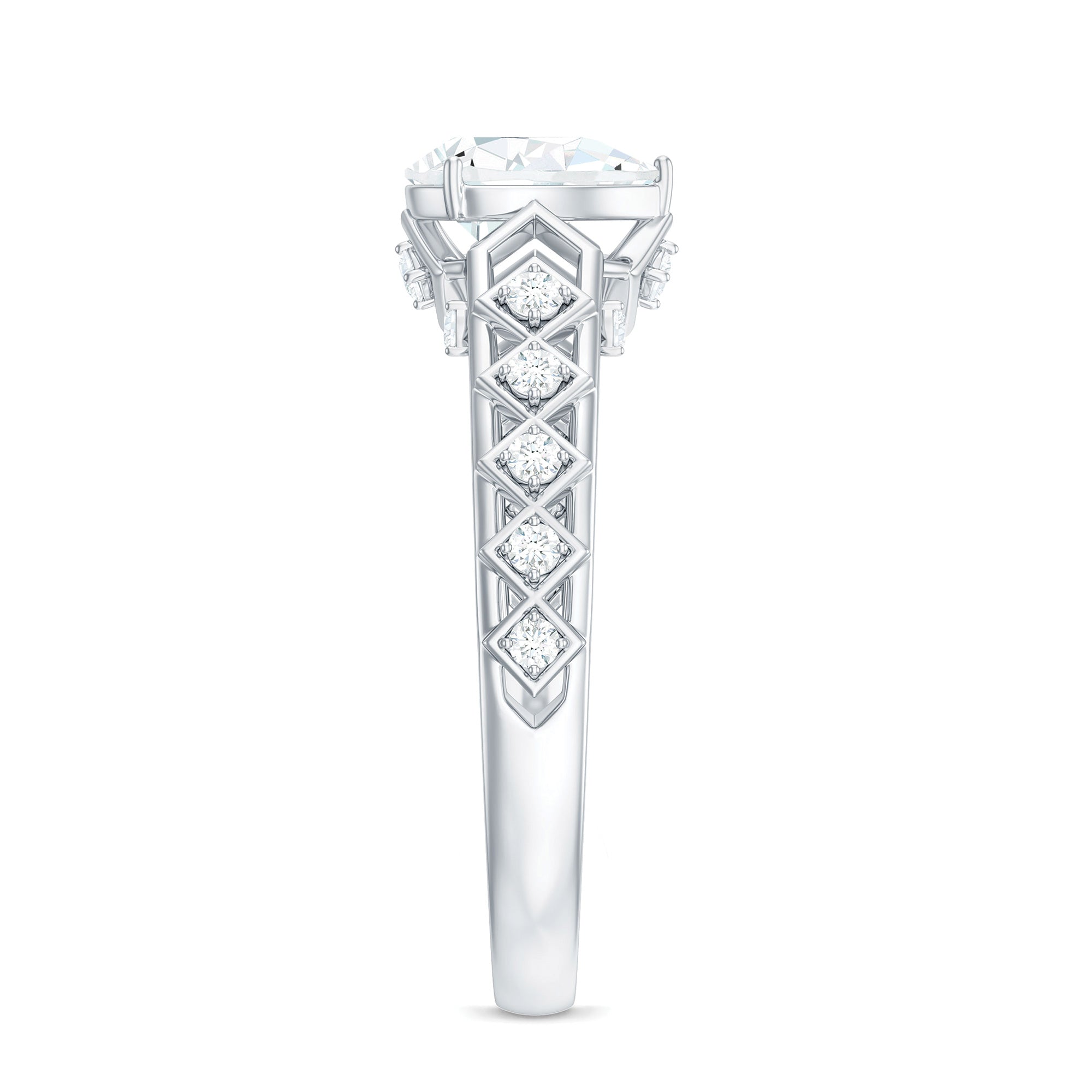 Art Deco Inspired Brilliant Cut Moissanite Solitaire Engagement Ring D-VS1 - Rosec Jewels