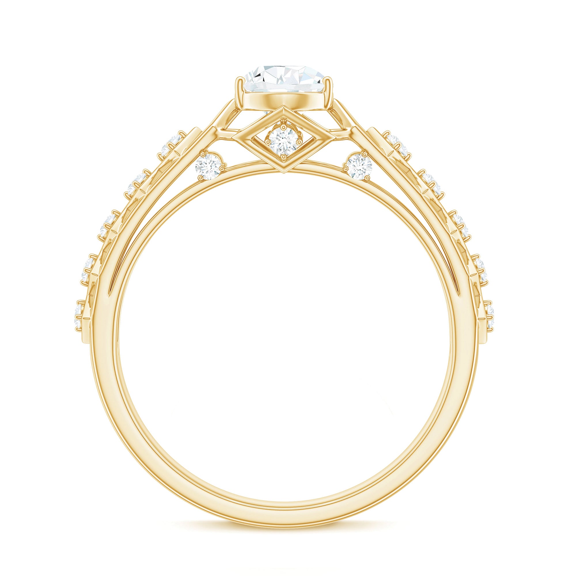 Art Deco Inspired Brilliant Cut Moissanite Solitaire Engagement Ring D-VS1 - Rosec Jewels