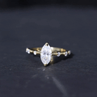 Large Marquise Cut Moissanite Solitaire Engagement Ring in Gold Moissanite - ( D-VS1 ) - Color and Clarity - Rosec Jewels