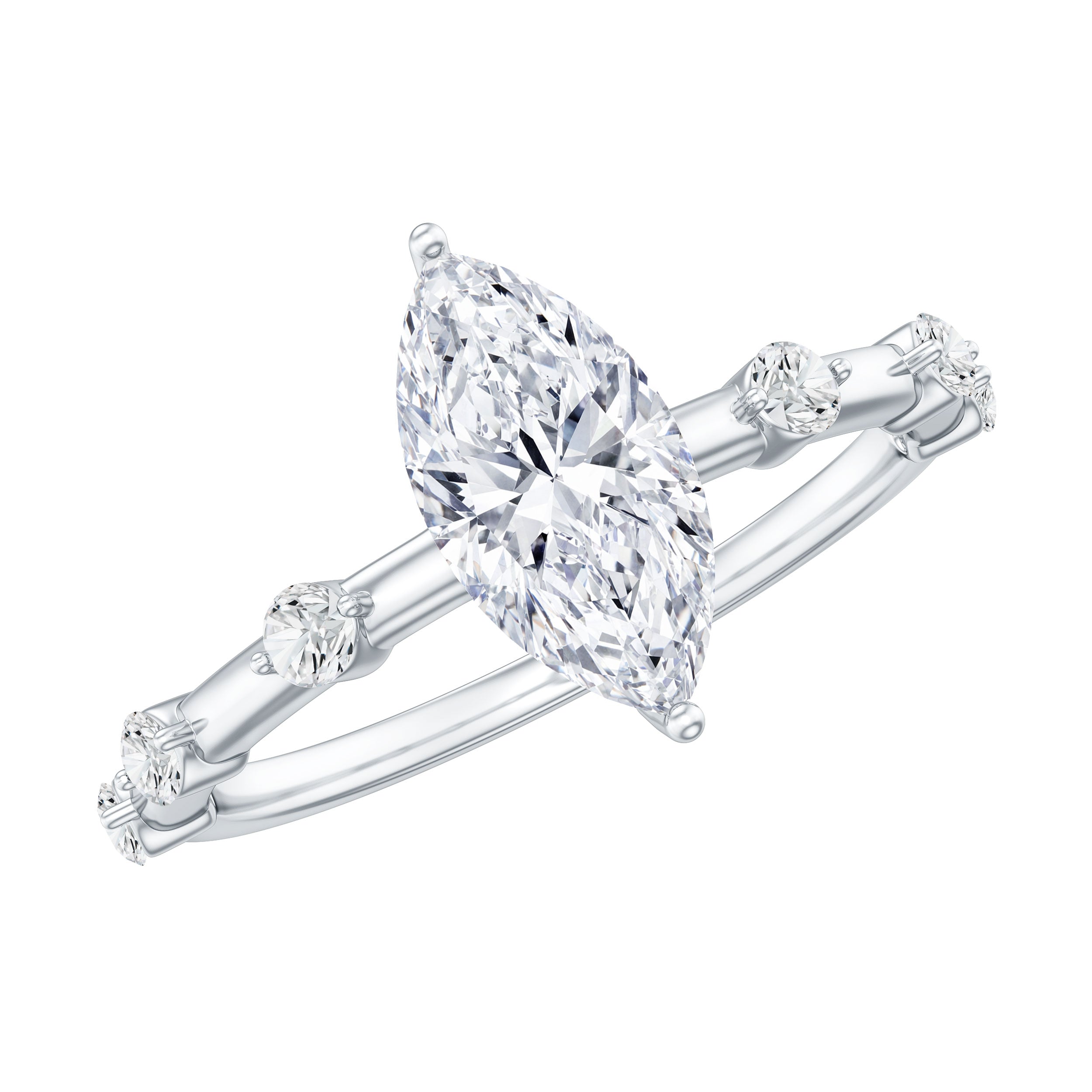 Large Marquise Cut Moissanite Solitaire Engagement Ring D-VS1 - Rosec Jewels
