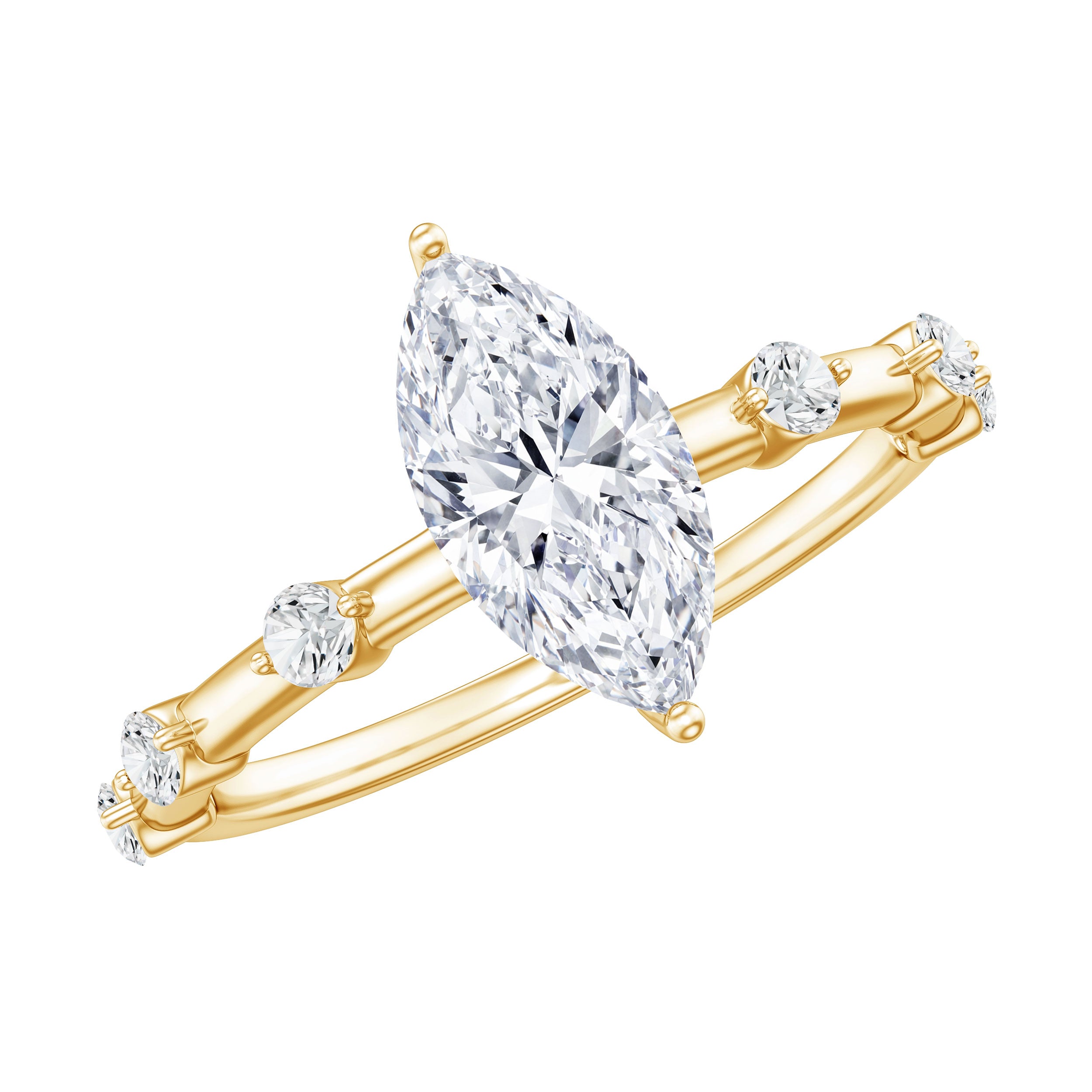 Large Marquise Cut Moissanite Solitaire Engagement Ring D-VS1 - Rosec Jewels