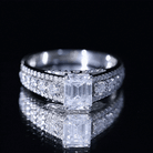 Certified Emerald Cut Moissanite Solitaire Engagement Ring for Women D-VS1 - Rosec Jewels