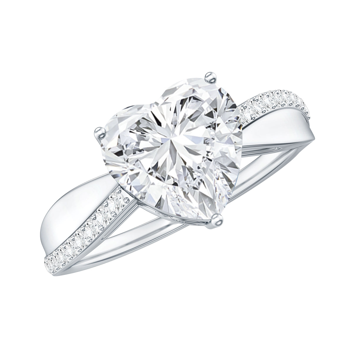 Heart Shape Moissanite Solitaire Engagement Ring for Her D-VS1 - Rosec Jewels
