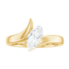 Marquise Cut Certified Moissanite Solitaire Bypass Ring in Gold Moissanite - ( D-VS1 ) - Color and Clarity - Rosec Jewels