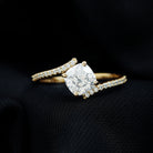 Cushion Cut Solitaire Moissanite Bypass Promise Ring Moissanite - ( D-VS1 ) - Color and Clarity - Rosec Jewels