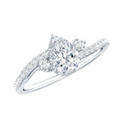 Pear Cut Moissanite Bypass Engagement Ring with Side Stones D-VS1 - Rosec Jewels