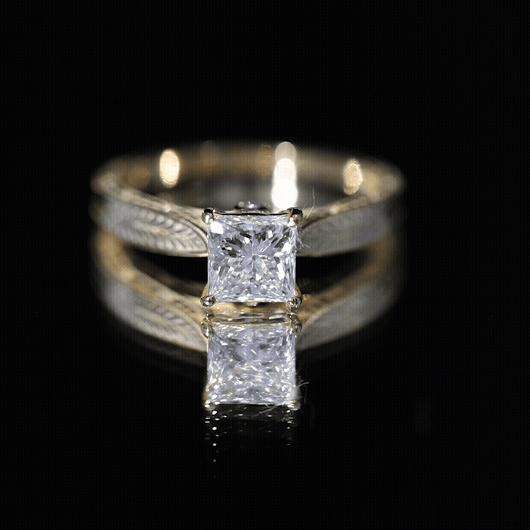 Princess Cut 6 MM Moissanite Solitaire Engagement Ring D-VS1 - Rosec Jewels