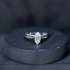 5x10mm Moissanite Marquise Engagement Ring with Leaf Engraved Shank D-VS1 - Rosec Jewels