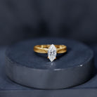 5x10mm Moissanite Marquise Engagement Ring with Leaf Engraved Shank D-VS1 - Rosec Jewels