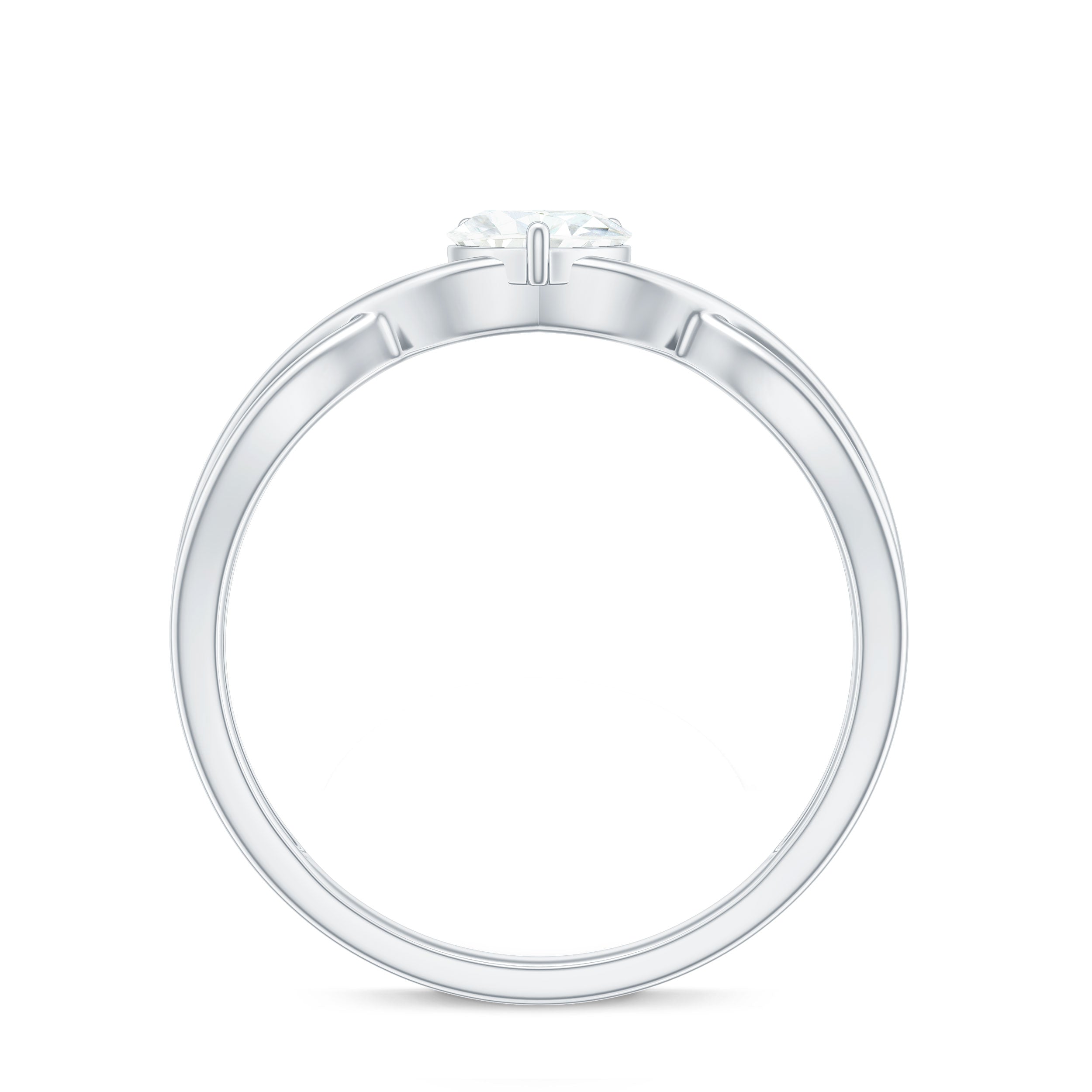 Heart Shape Moissanite Promise Ring with Crossover Band D-VS1 - Rosec Jewels