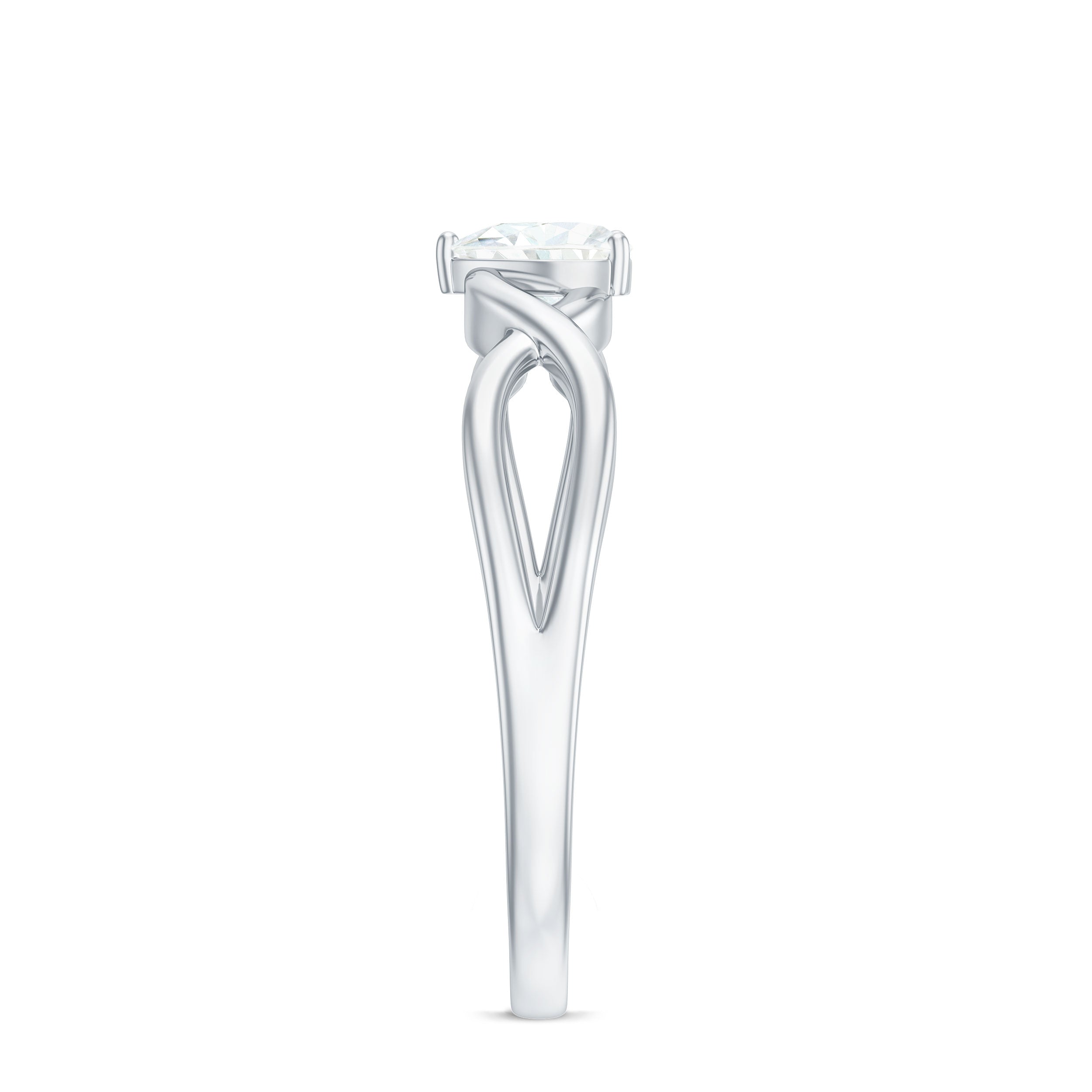 Heart Shape Moissanite Promise Ring with Crossover Band D-VS1 - Rosec Jewels