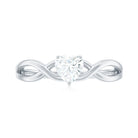 Heart Shape Moissanite Promise Ring with Crossover Band D-VS1 - Rosec Jewels