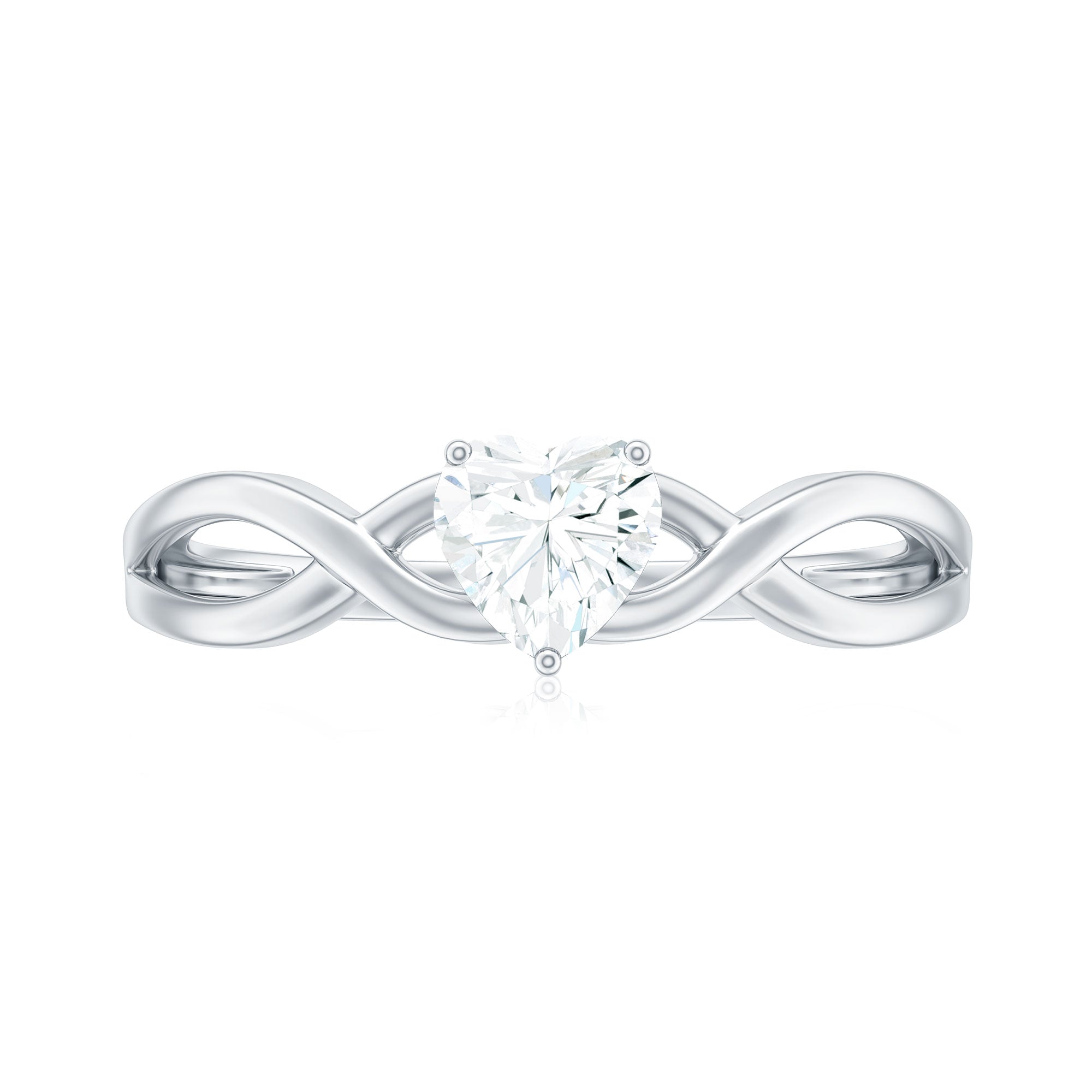 Heart Shape Moissanite Promise Ring with Crossover Band D-VS1 - Rosec Jewels