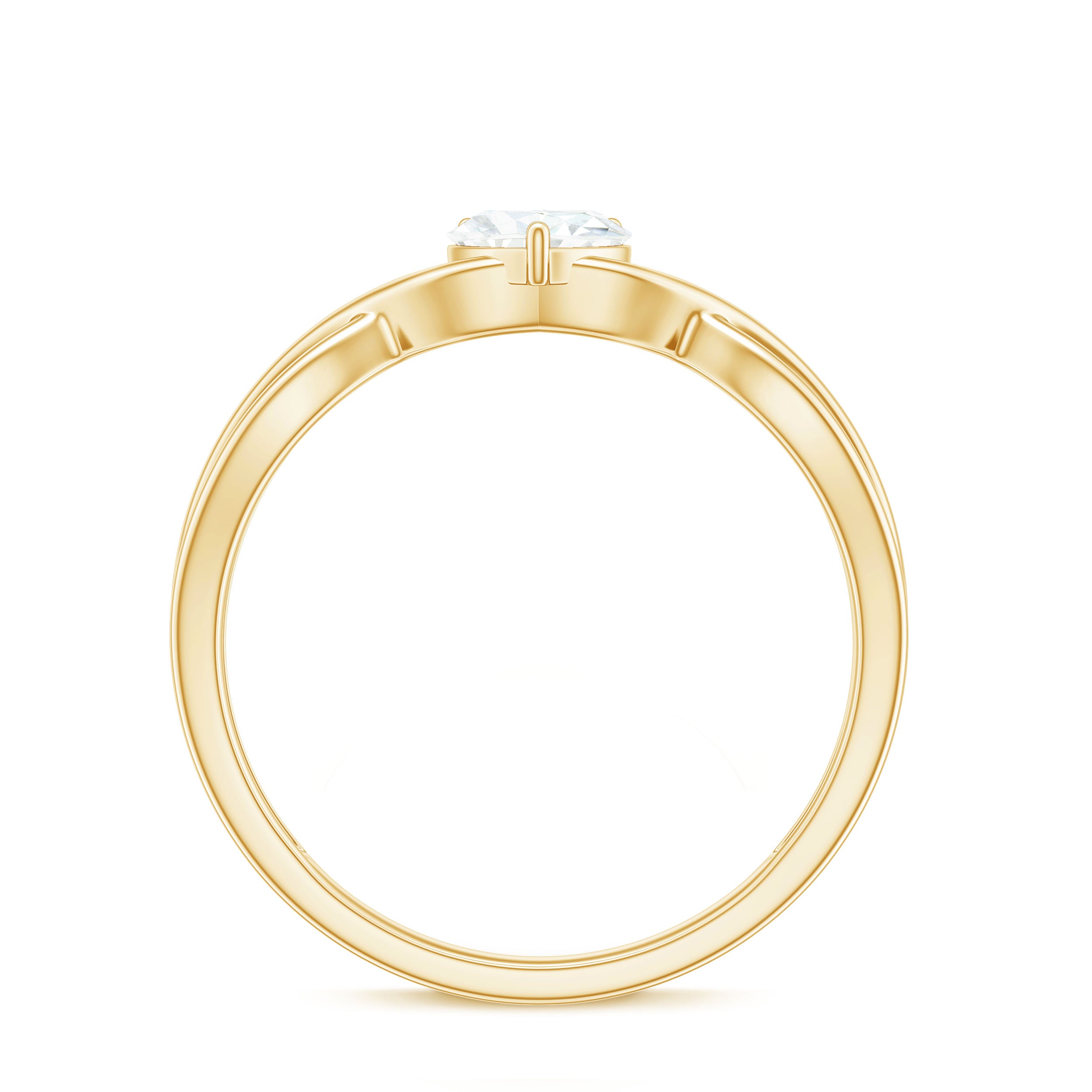 Heart Shape Moissanite Promise Ring with Crossover Band D-VS1 - Rosec Jewels