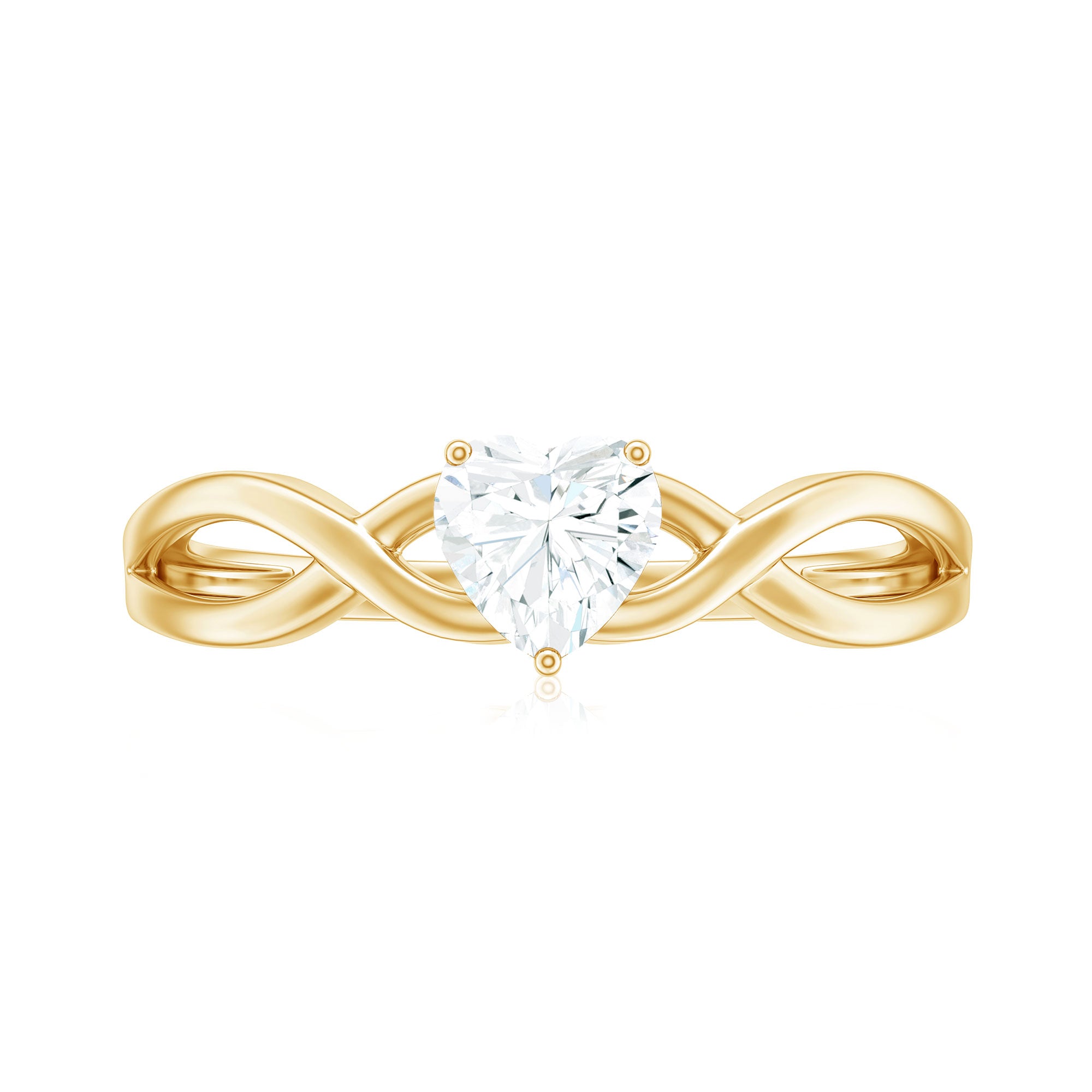 Heart Shape Moissanite Promise Ring with Crossover Band D-VS1 - Rosec Jewels