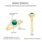 Nature Inspired Lab Grown Emerald Promise Ring with Diamond Halo AAAA - Rosec Jewels