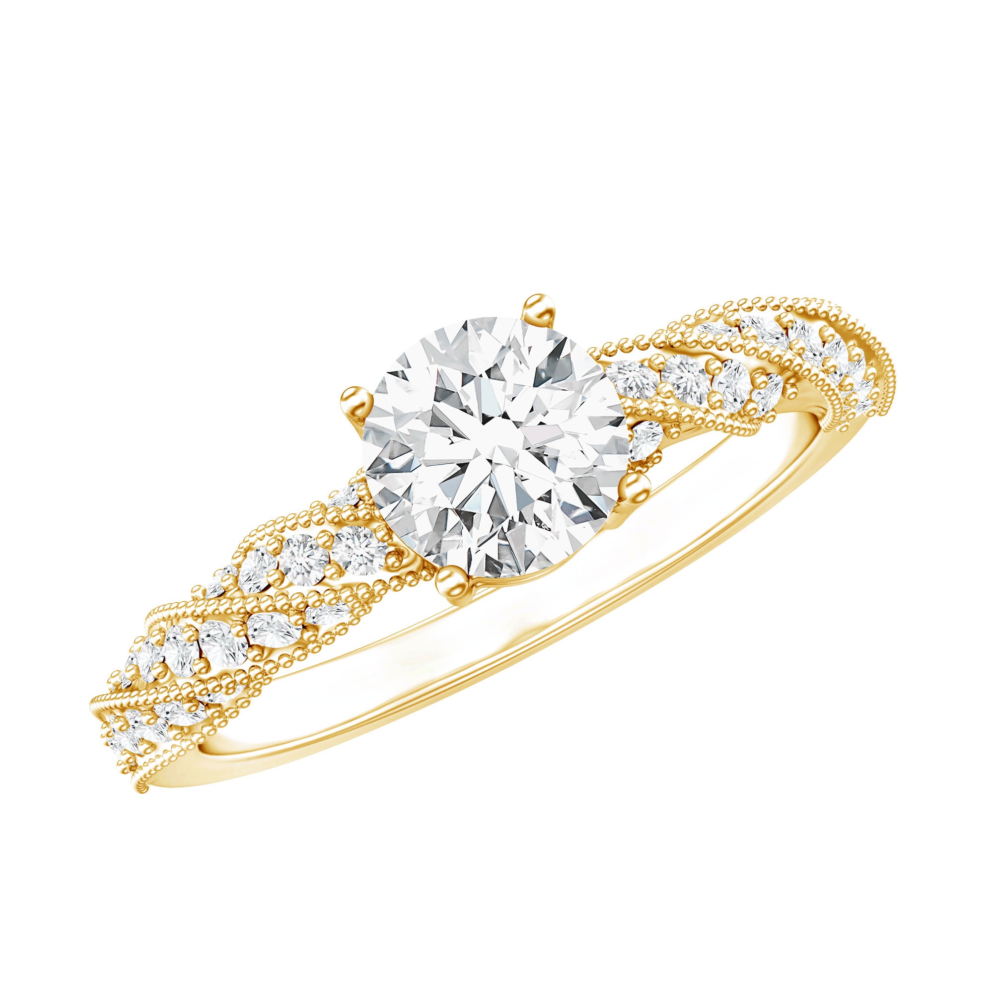 Round Shape Lab Grown Diamond Solitaire Engagement Ring Lab - ( EF-VS ) - Rosec Jewels