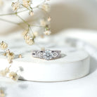 Lab Grown Diamond Round Engagement Ring With Side Stone Lab - ( EF-VS ) - Rosec Jewels