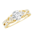 Lab Grown Diamond Round Engagement Ring With Side Stone Lab - ( EF-VS ) - Rosec Jewels