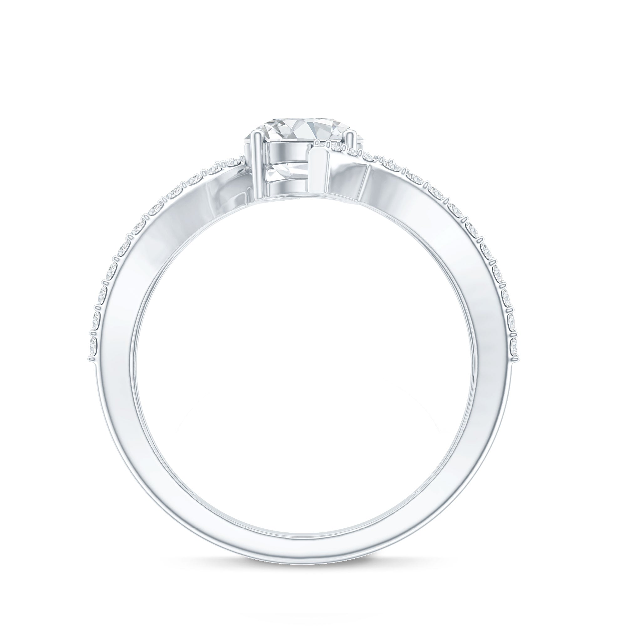 Certified Lab Grown Diamond Bypass Engagement Ring Lab - ( EF-VS ) - Rosec Jewels