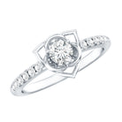 Certified Lab Grown Diamond Flower Promise Ring Lab - ( EF-VS ) - Rosec Jewels