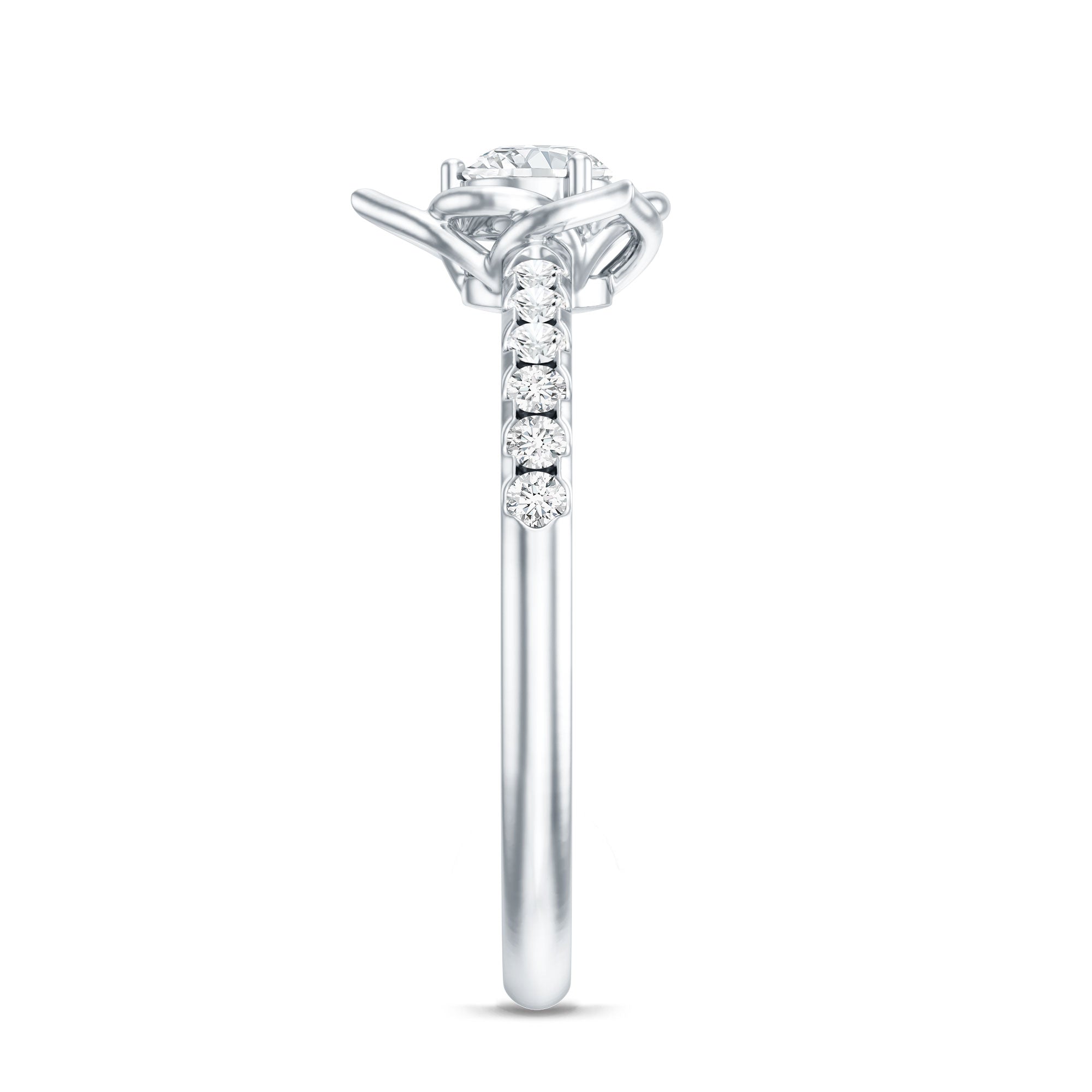 Certified Lab Grown Diamond Flower Promise Ring Lab - ( EF-VS ) - Rosec Jewels