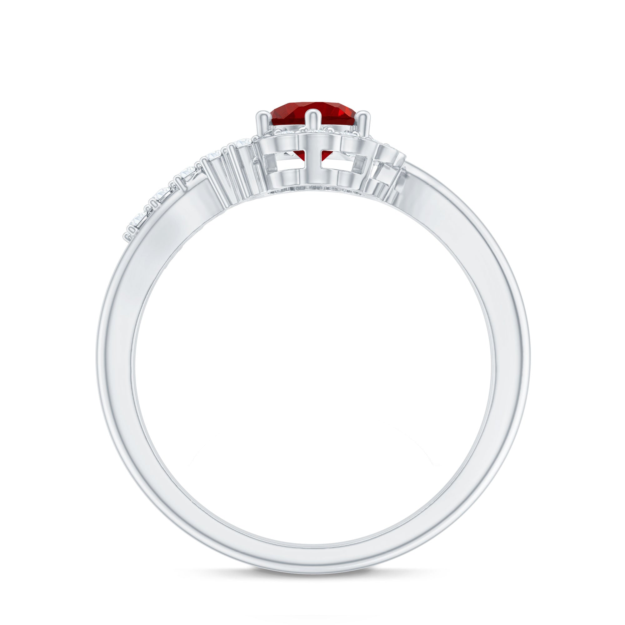 Certified Lab Created Ruby and Diamond Flower Engagement Ring AAAA - Rosec Jewels