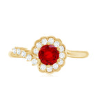 Certified Lab Created Ruby and Diamond Flower Engagement Ring AAAA - Rosec Jewels