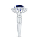 Lab Grown Blue Sapphire Round Engagement Ring with Diamond Accent AAAA - Rosec Jewels
