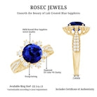 Lab Grown Blue Sapphire Round Engagement Ring with Diamond Accent AAAA - Rosec Jewels