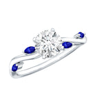 Certified Lab Grown Diamond Engagement Ring with Sapphire Lab - ( EF-VS ) - Rosec Jewels