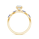 Certified Lab Grown Diamond Engagement Ring with Sapphire Lab - ( EF-VS ) - Rosec Jewels