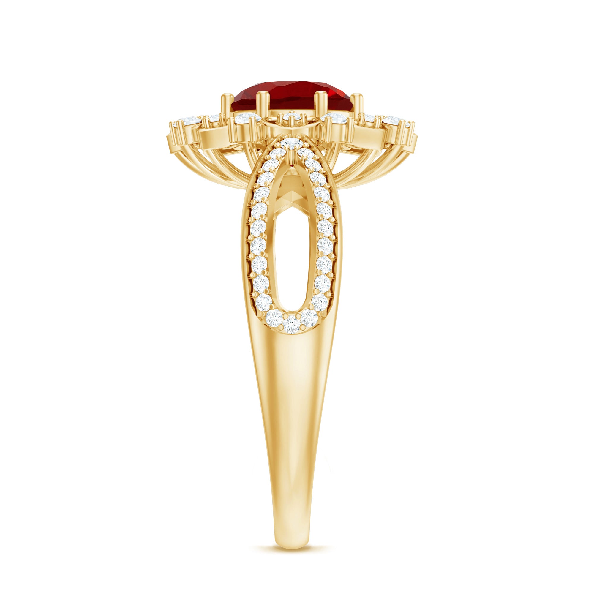 Lab Grown Ruby and Diamond Antique Looking Engagement Ring For Women AAAA - Rosec Jewels