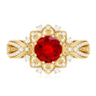 Lab Grown Ruby and Diamond Antique Looking Engagement Ring For Women AAAA - Rosec Jewels