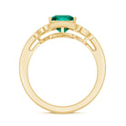 Lab Grown Emerald Vintage Inspired Engagement Ring with Diamond AAAA - Rosec Jewels