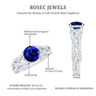Rosec Jewels-Designer 2.7 Carat Lab Grown Blue Sapphire Engagement Ring with Diamond Criss Cross Shank
