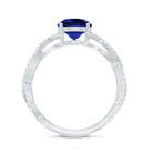 Rosec Jewels-Designer 2.7 Carat Lab Grown Blue Sapphire Engagement Ring with Diamond Criss Cross Shank