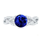 Rosec Jewels-Designer 2.7 Carat Lab Grown Blue Sapphire Engagement Ring with Diamond Criss Cross Shank