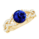 Rosec Jewels-Designer 2.7 Carat Lab Grown Blue Sapphire Engagement Ring with Diamond Criss Cross Shank